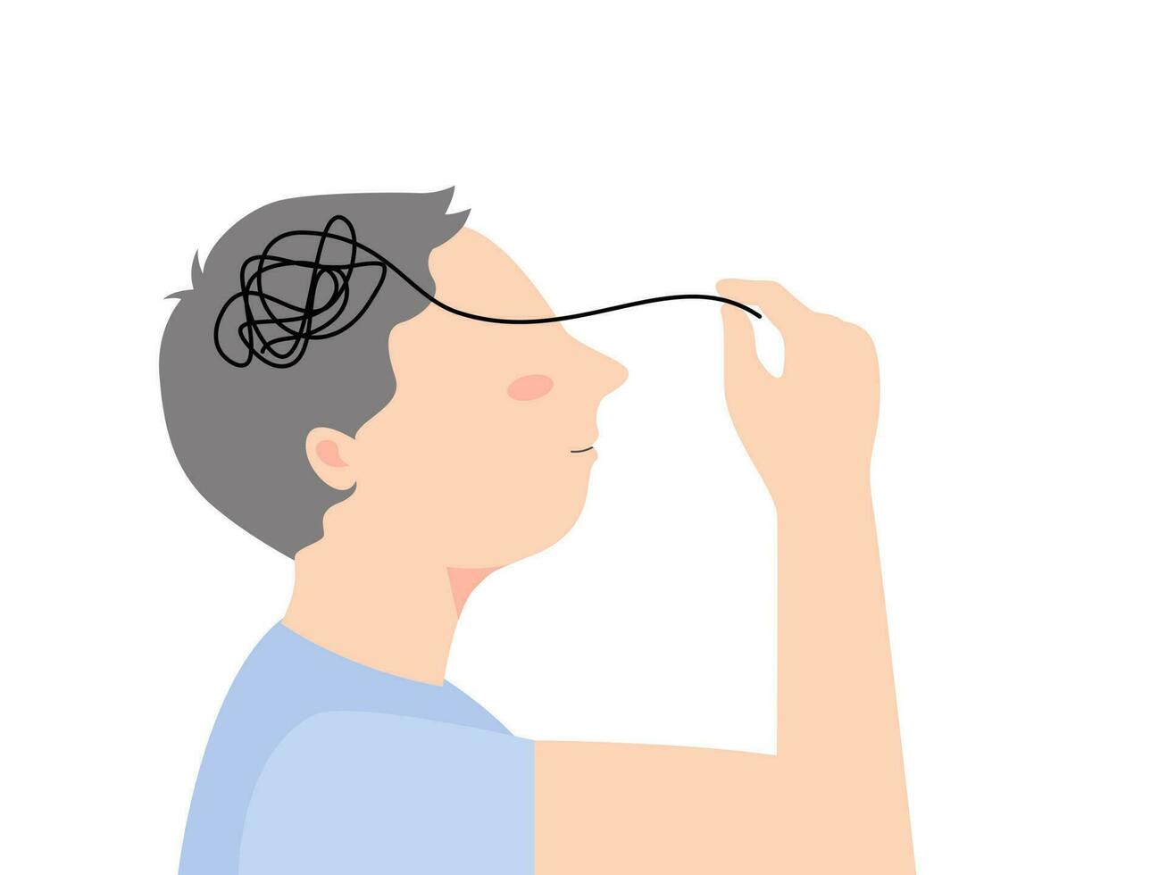 un niño comprensión y gerente su estrés o deprimir, mental salud concepto. plano vector ilustración.