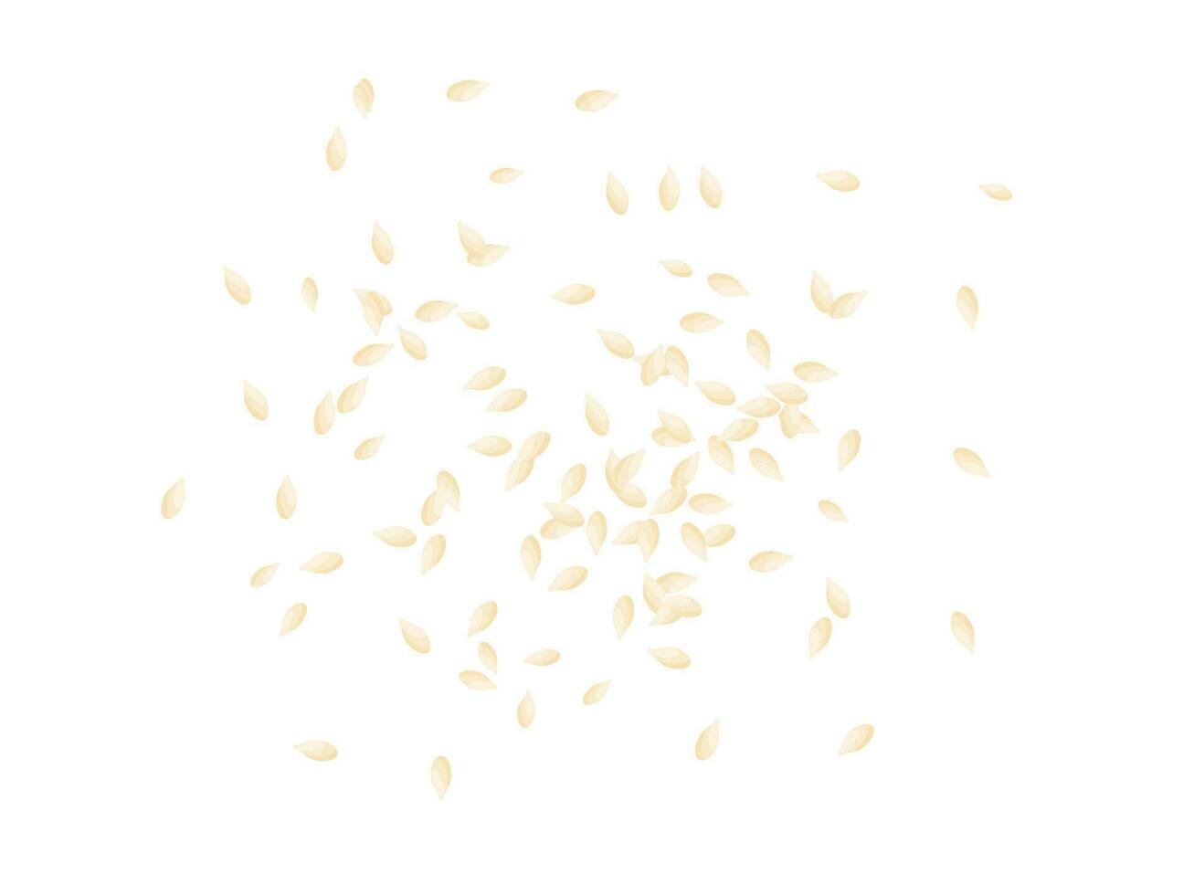 Top view of white sesame seeds scatter over the cut out background, flat vector. vector