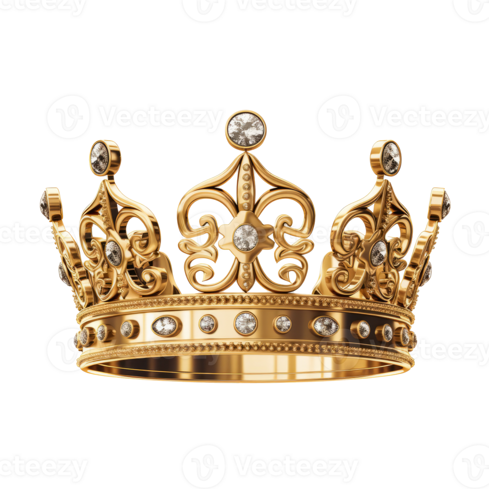 Golden crown isolated. Illustration png