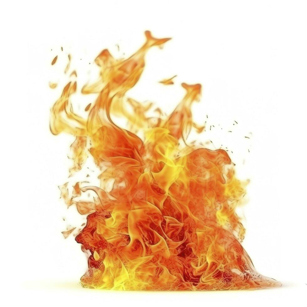 Fire flames with isolated on white background, generate ai photo