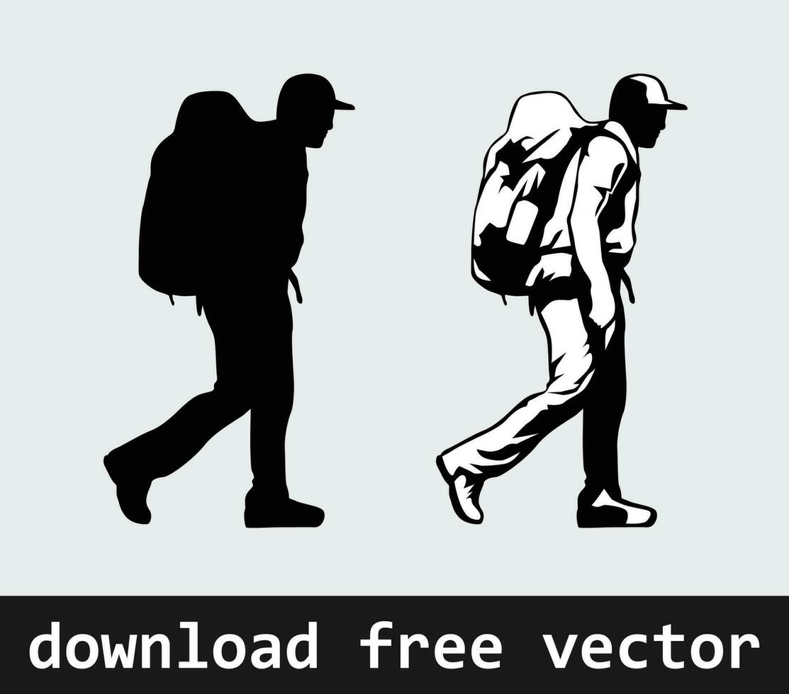 A Hiker silhouette in high detailed free vector set