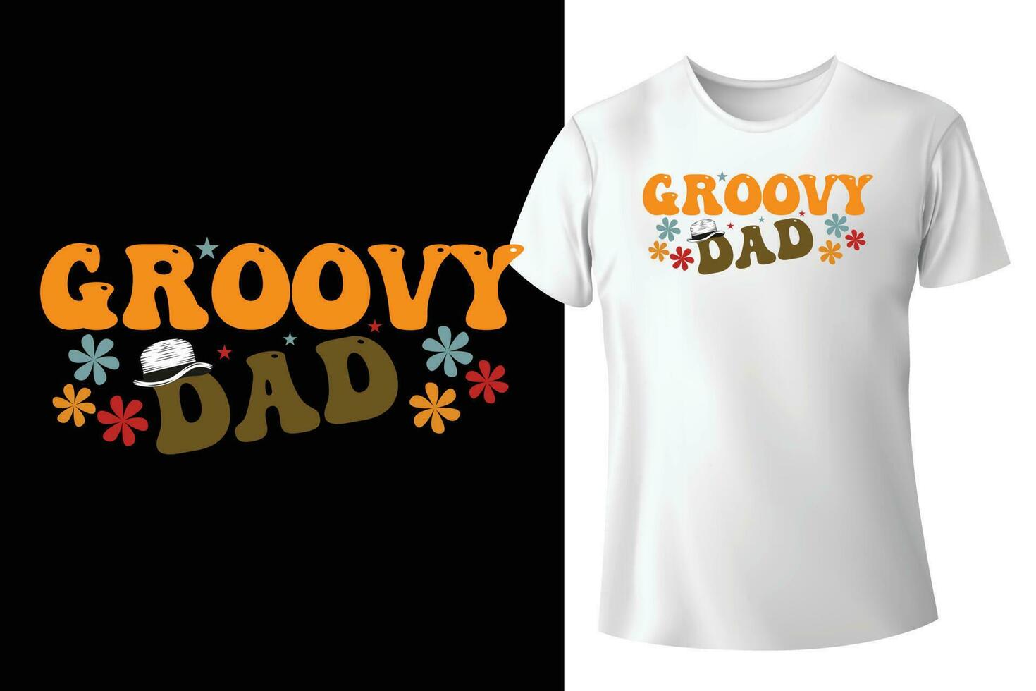 Best wavy groovy retro typography father's t shirt design vector