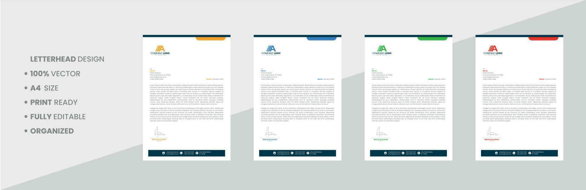 Letterhead template for a company that is fully editable vector