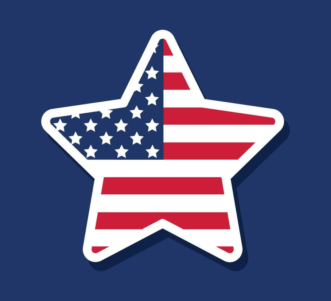 Image of american flag. Flag of the United States of America in the form of a star on a blue background. Vector