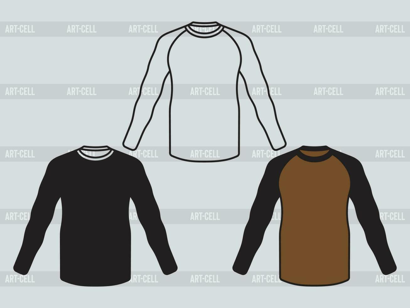 Long Sleeve T-shirt eps, Long Sleeve T-shirt Silhouette, Long Sleeve T-shirt Outline vector