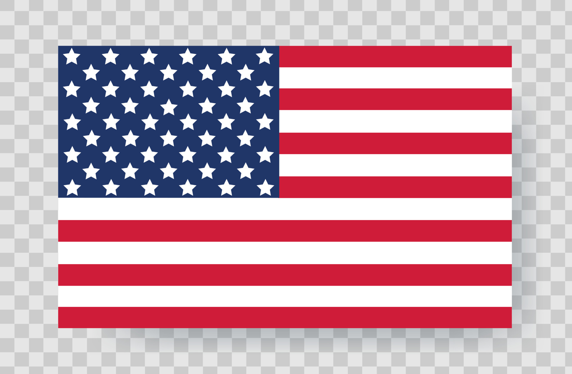 USA flag on transparent background. Isolated United States of America