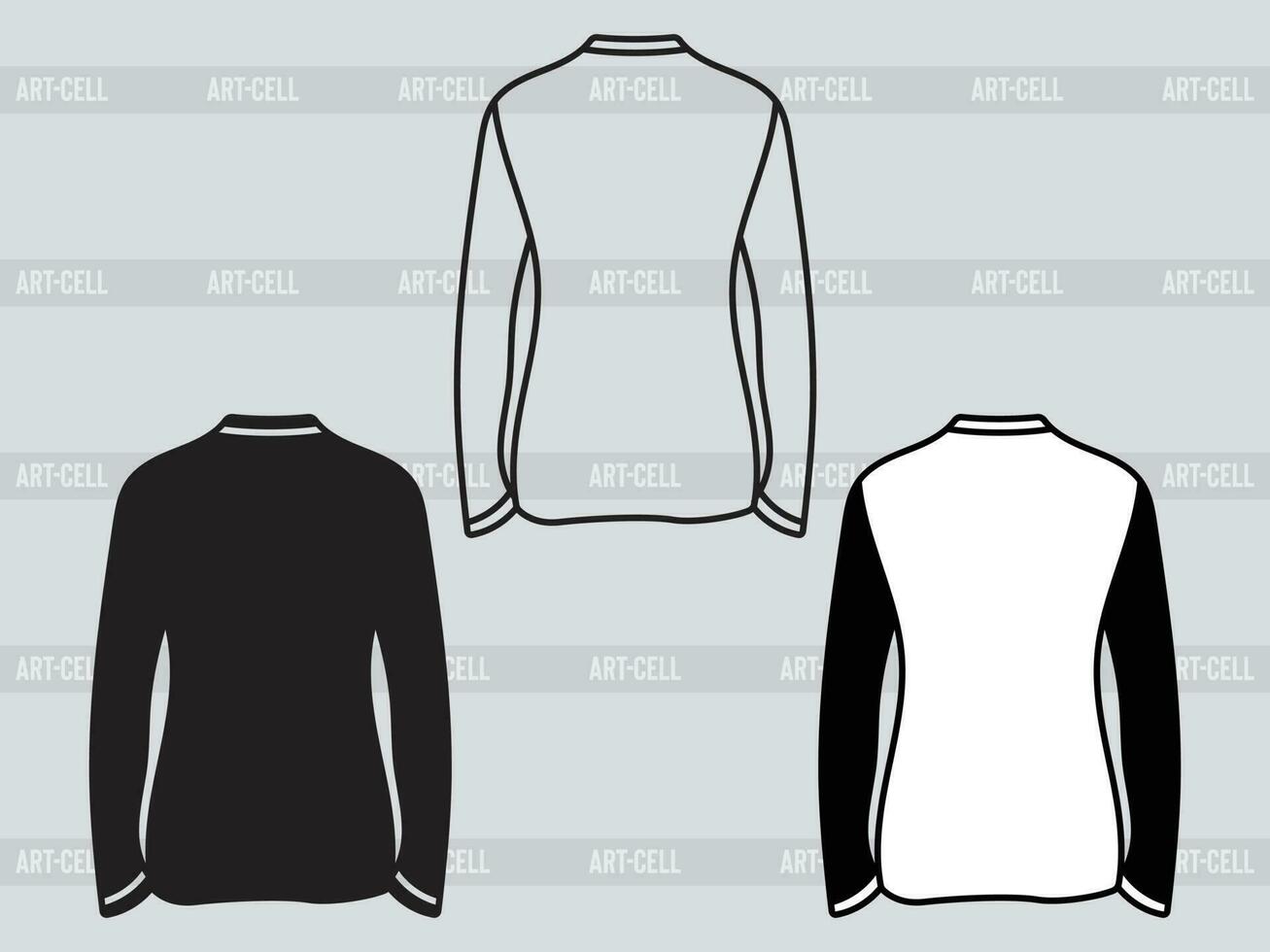 Long Sleeve T-shirt eps, Long Sleeve T-shirt Silhouette, Long Sleeve T-shirt Outline vector