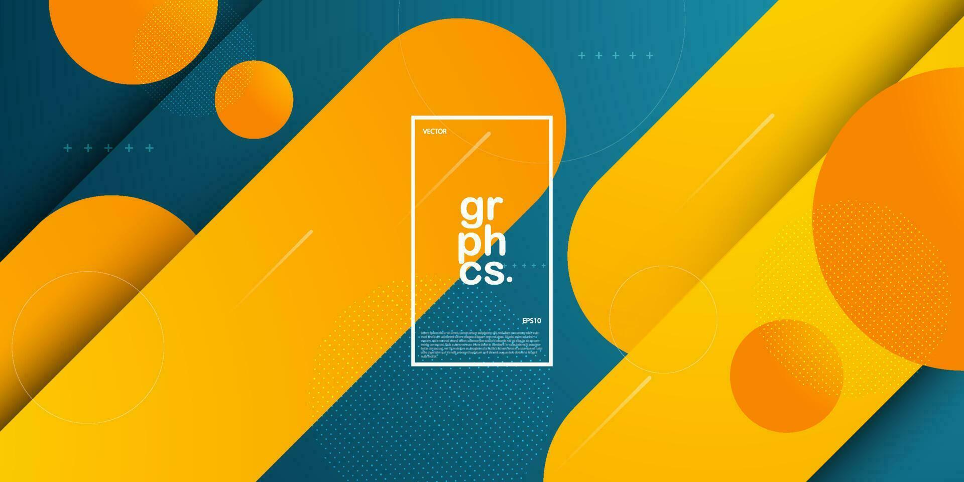 Abstract colorful blue and orange gradient illustration background with 3d look rectangle orange simple pattern. Dynamic design and luxury.Eps10 vector