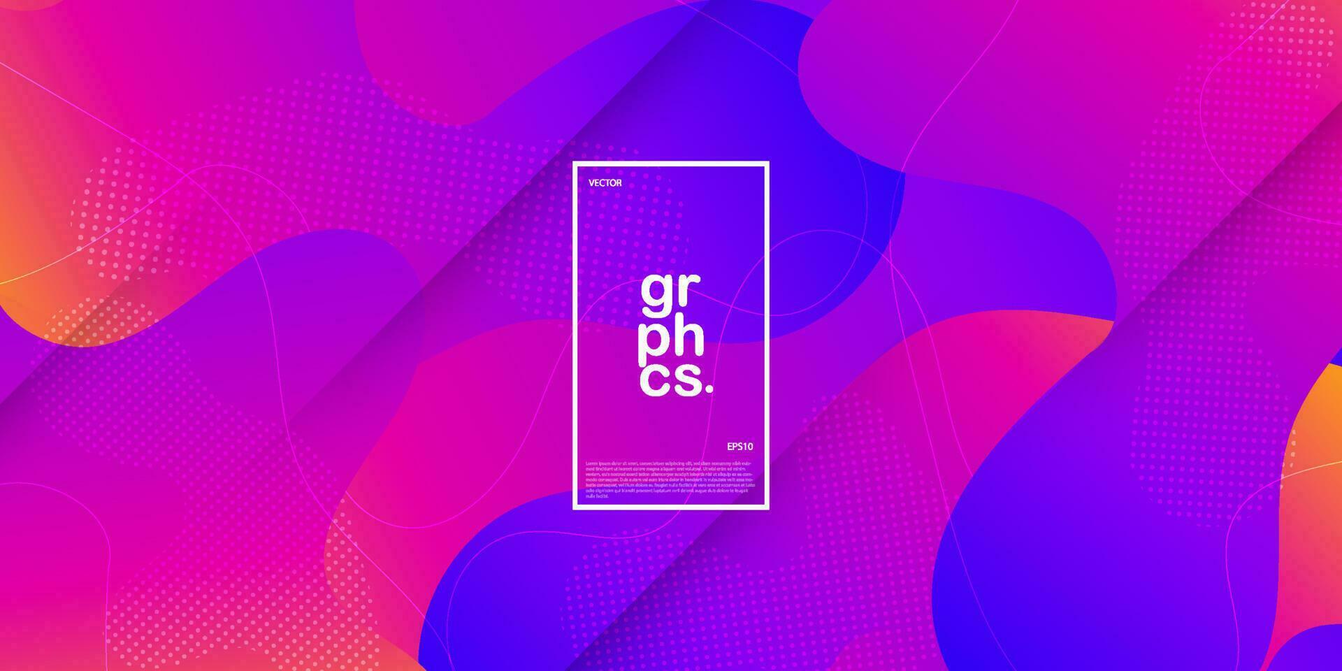 3d background fluid shapes. Futuristic orange to purple gradient pattern. Wave background. Abstract flyer. Colorful geometric poster background. Pink Flow Brochure. Eps10 Vector