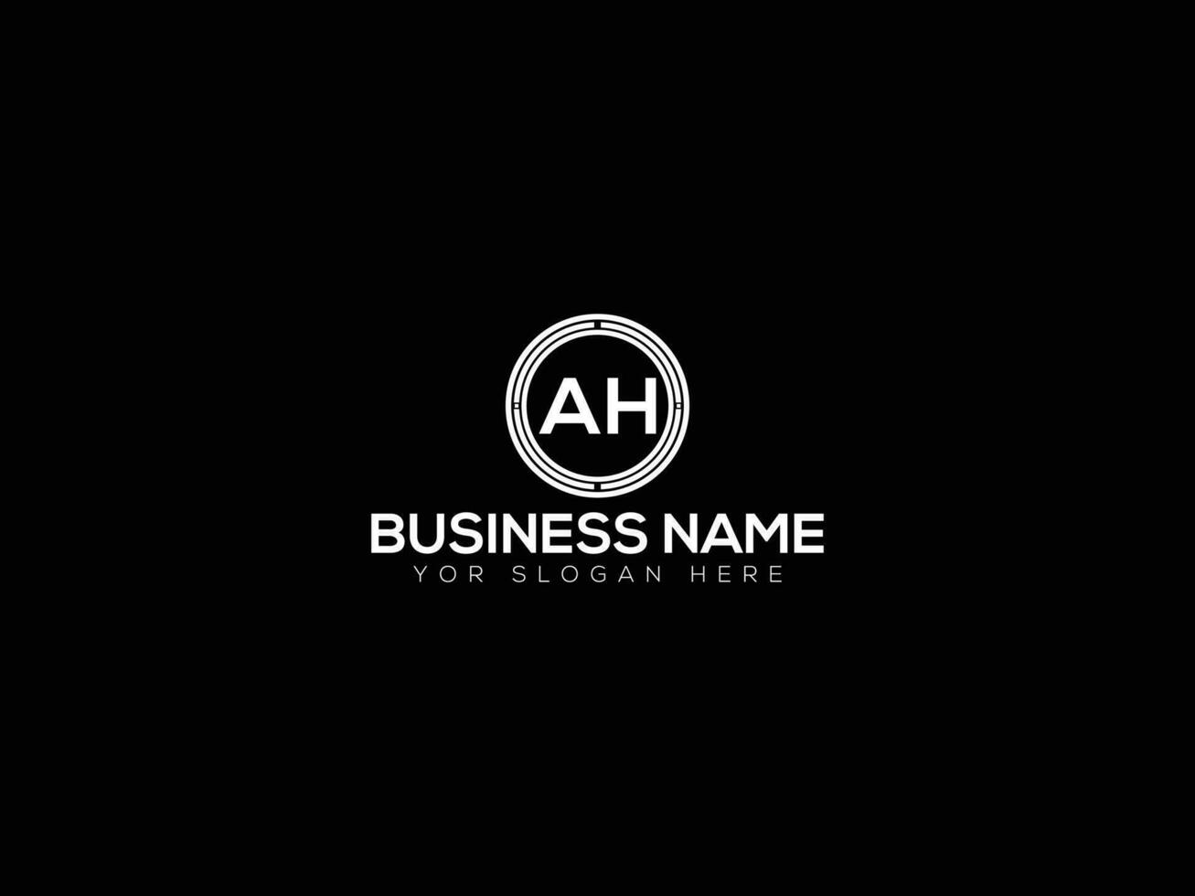 Minimal AH White color logo Vector