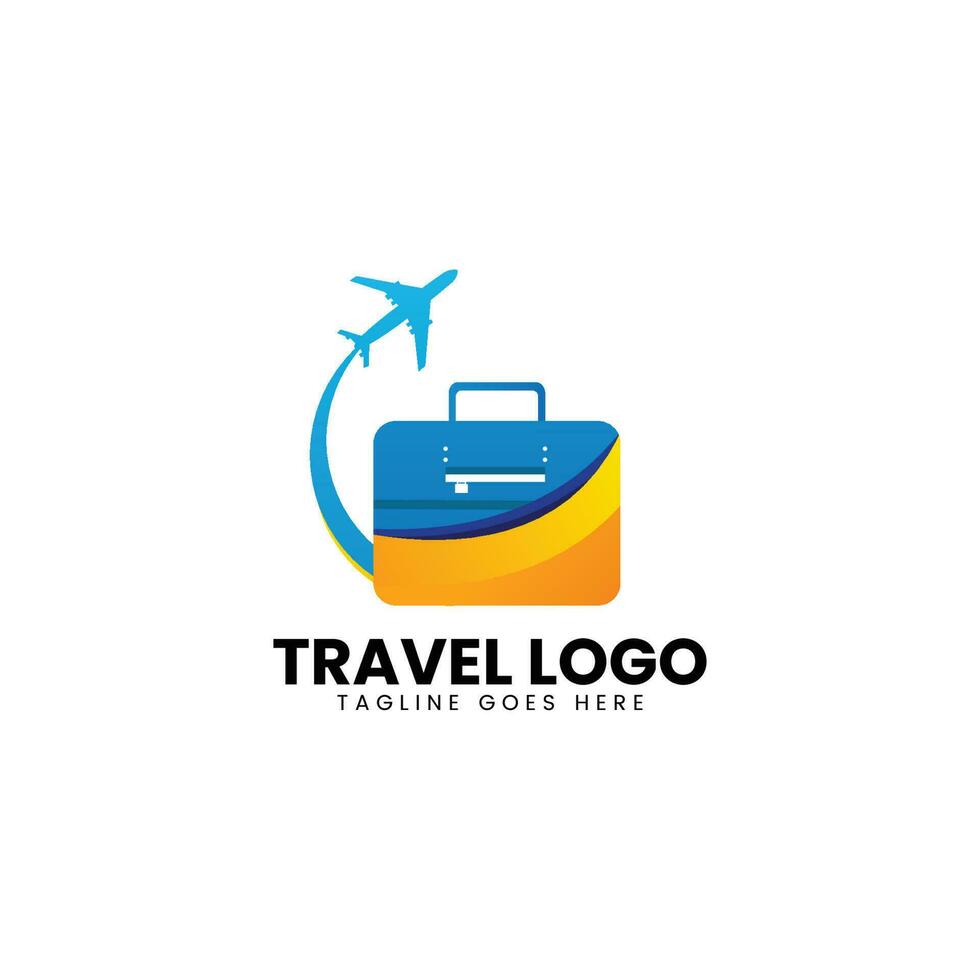 traveling holiday flight gradient logo design template vector