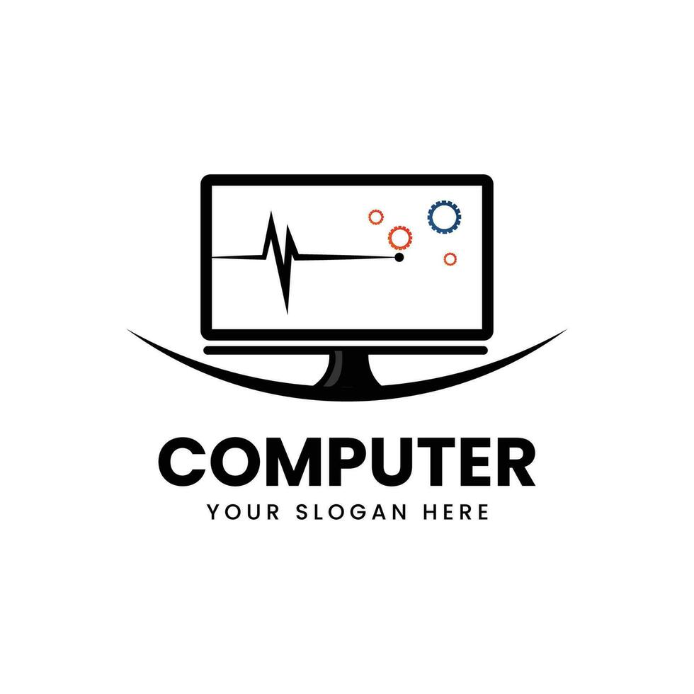 Computer repair logo template. Software development vector design. Desktop service logotype