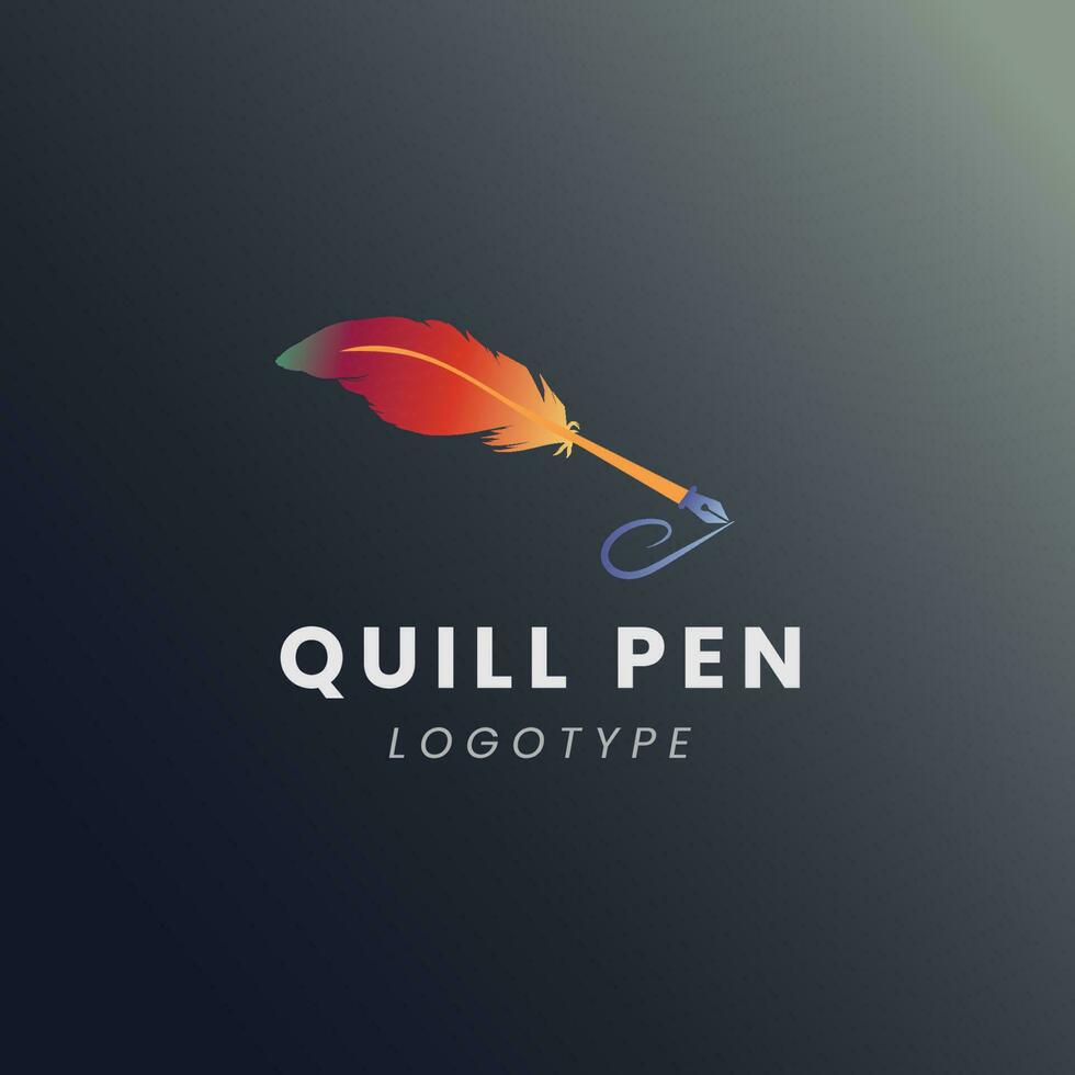 gradient quill pen logo template design vector