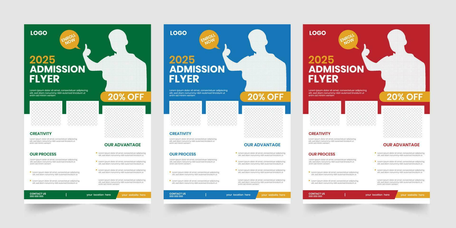 New school admission vector illustration modern flyer and handout design template