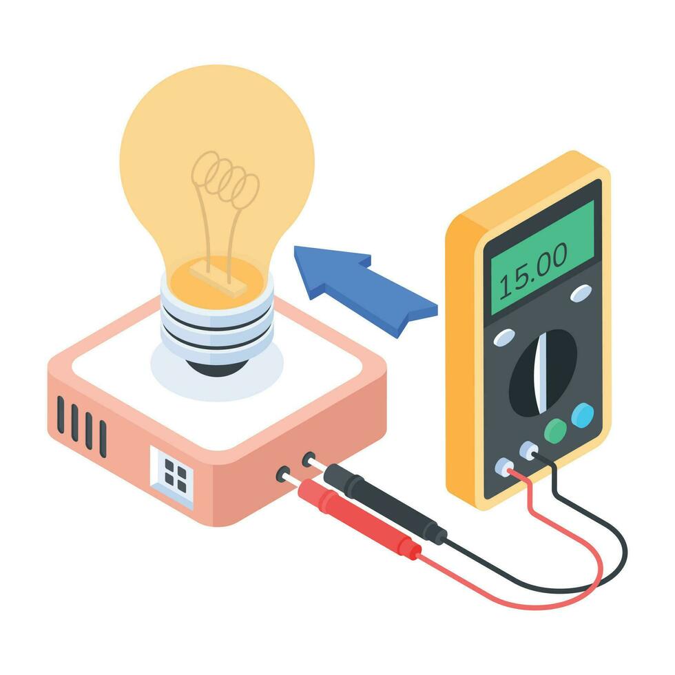 An isometric icon of multimeter measurement vector