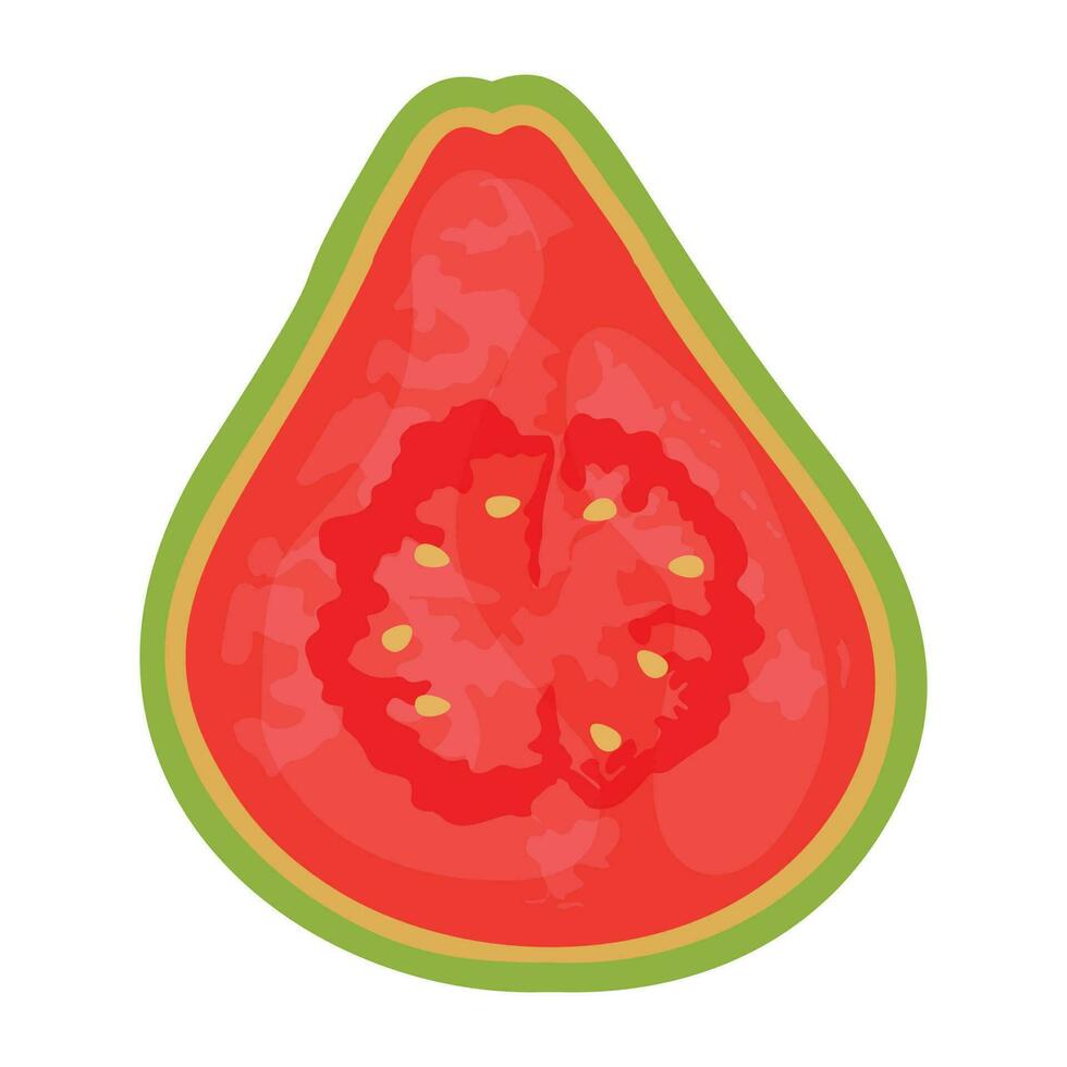 Icon of half cutted fresh fruit with seeds depicting guava vector