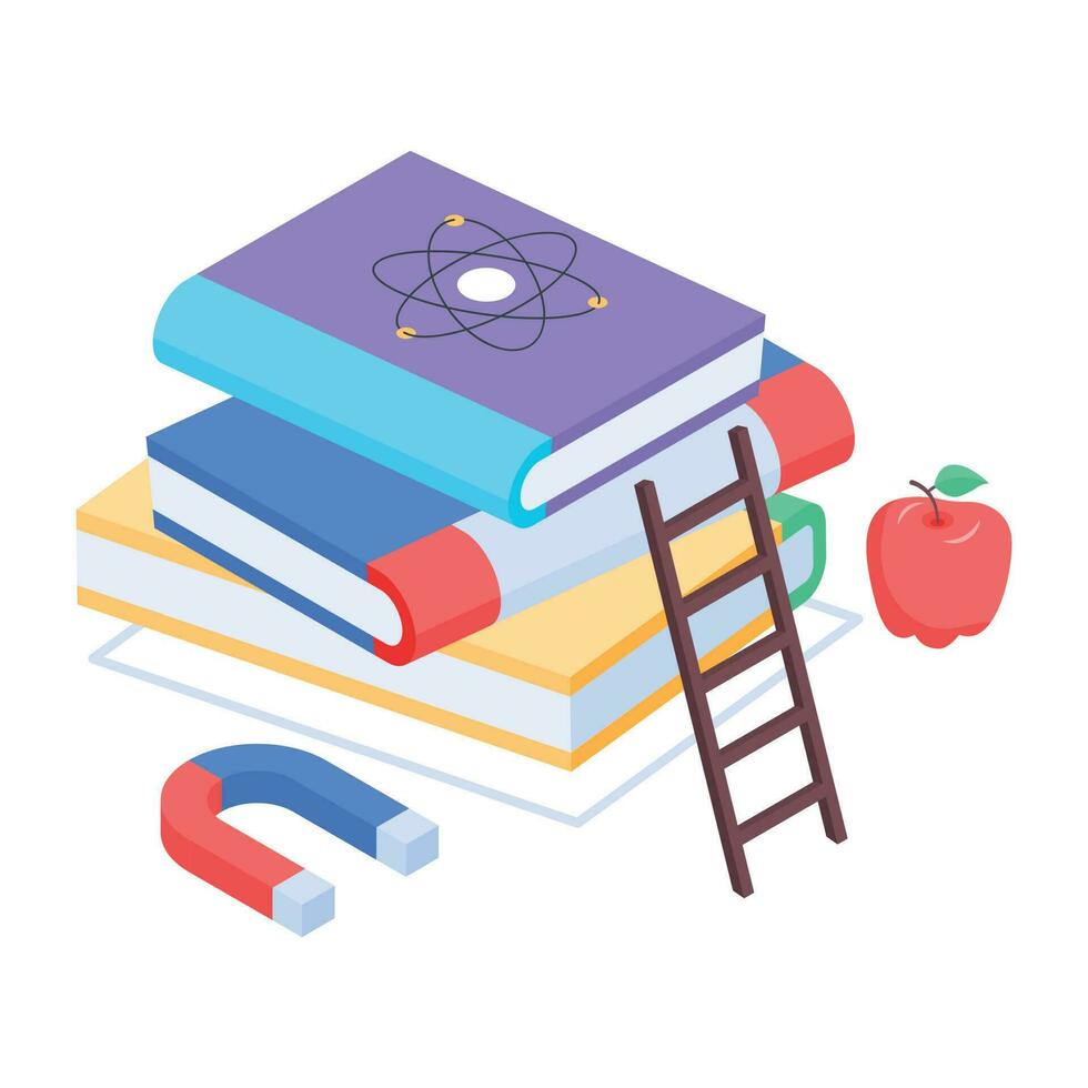 An isometric icon of study material vector