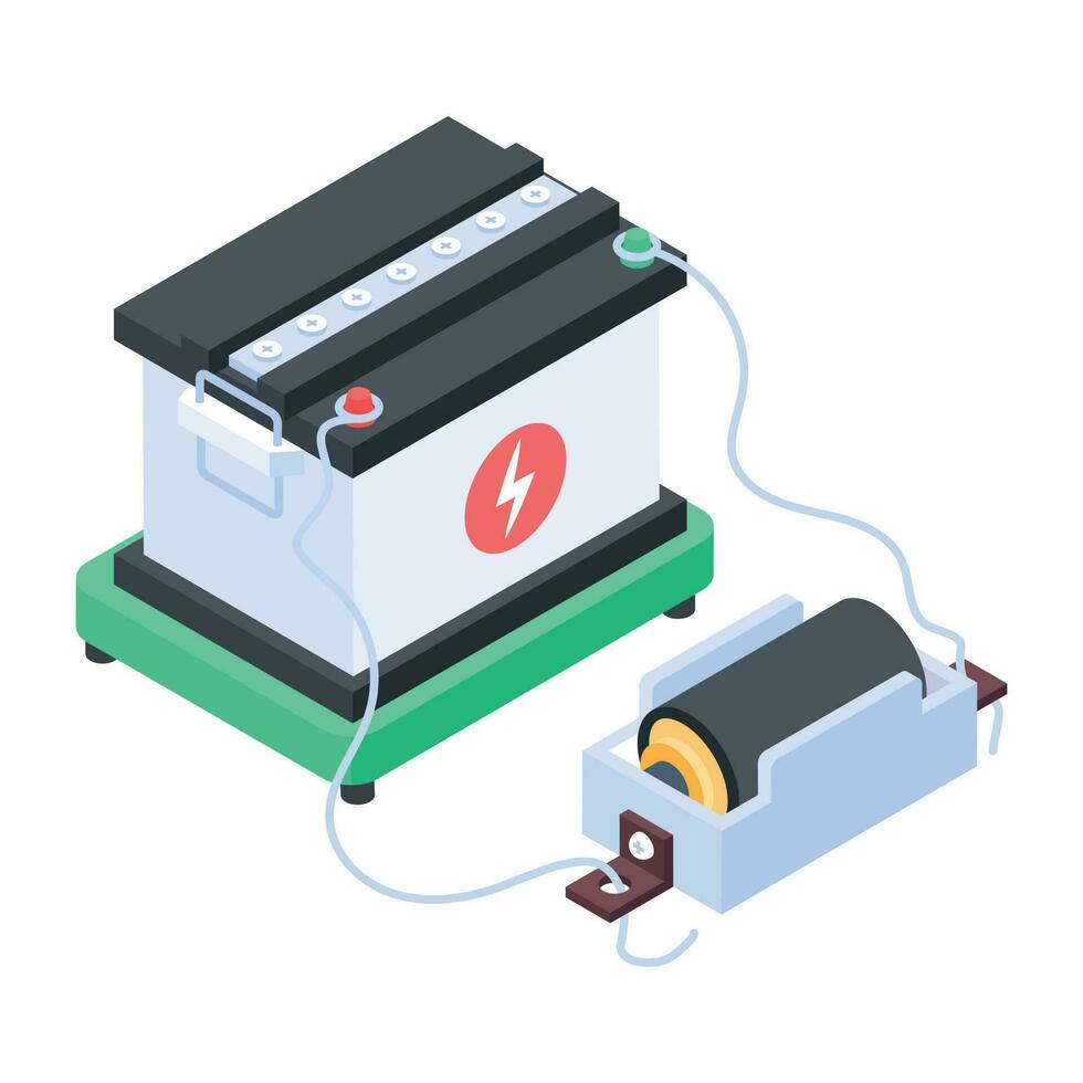 Isometric icon of charging cell vector