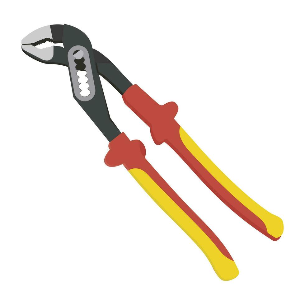 Serrated jaws attached to handles in scissor shape showcasing pump plier shape vector