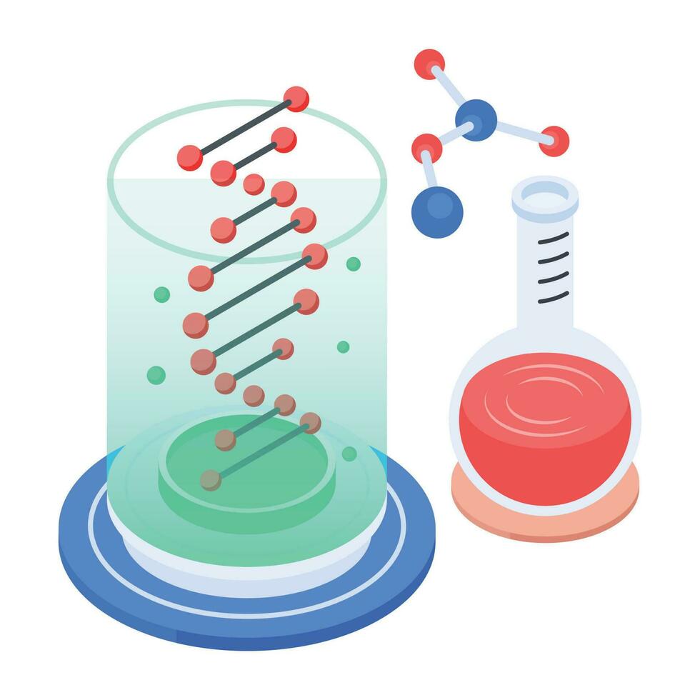 Isometric icon of molecular bonding vector