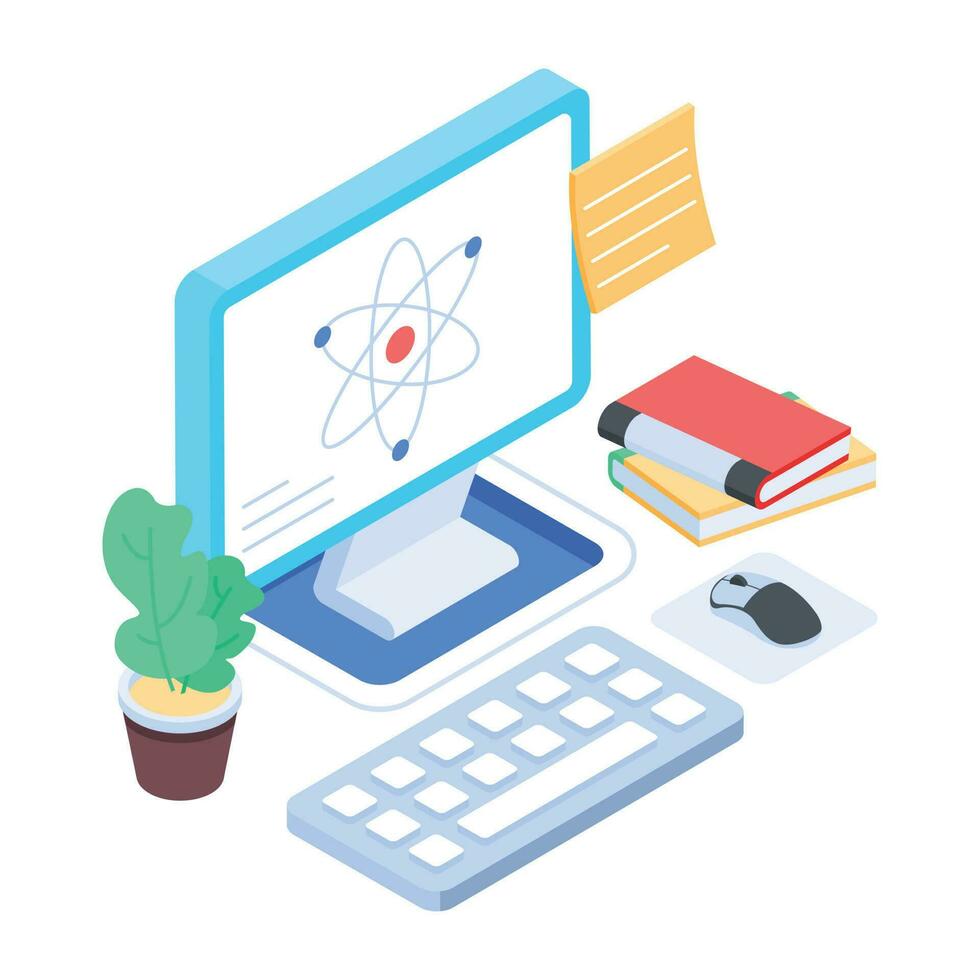 Isometric icon of molecular bonding vector