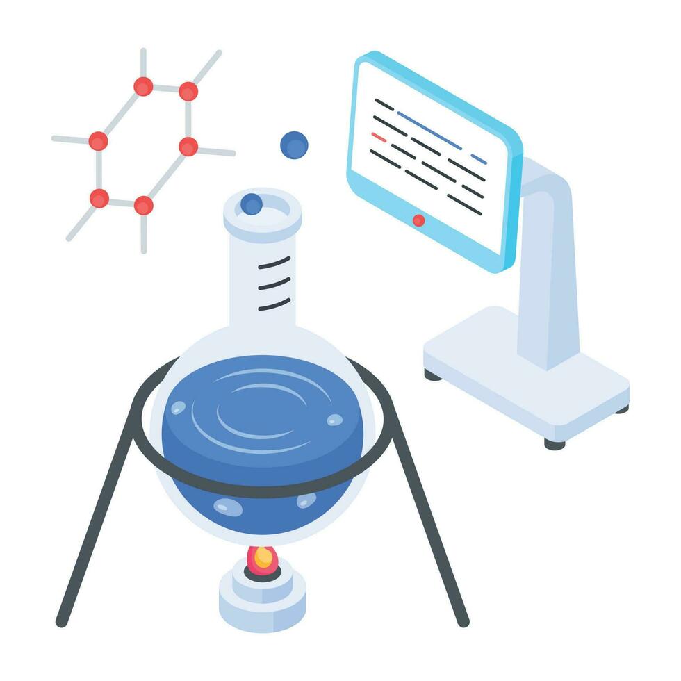 Isometric icon of molecular bonding vector