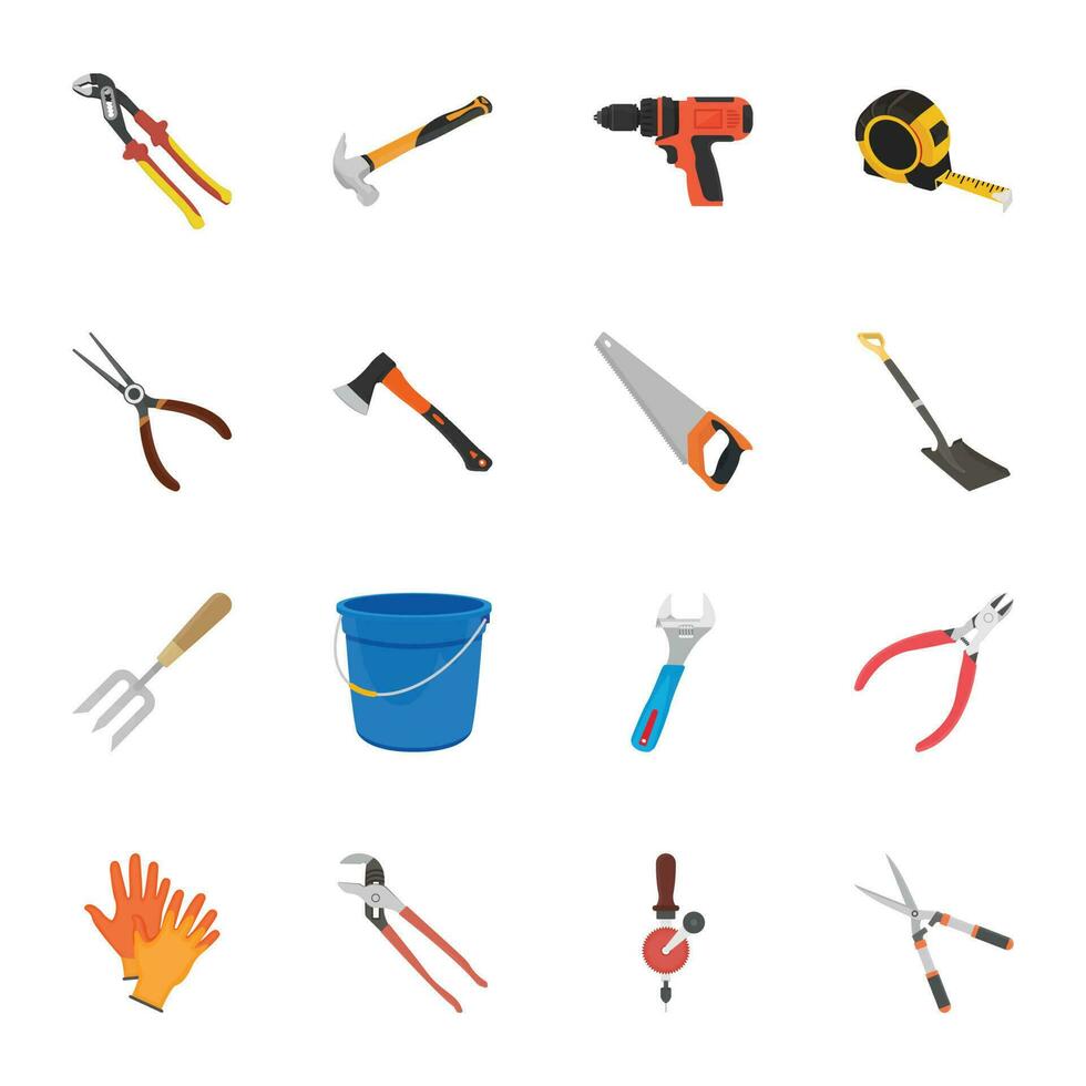 Tools Flat Vector Icon Set