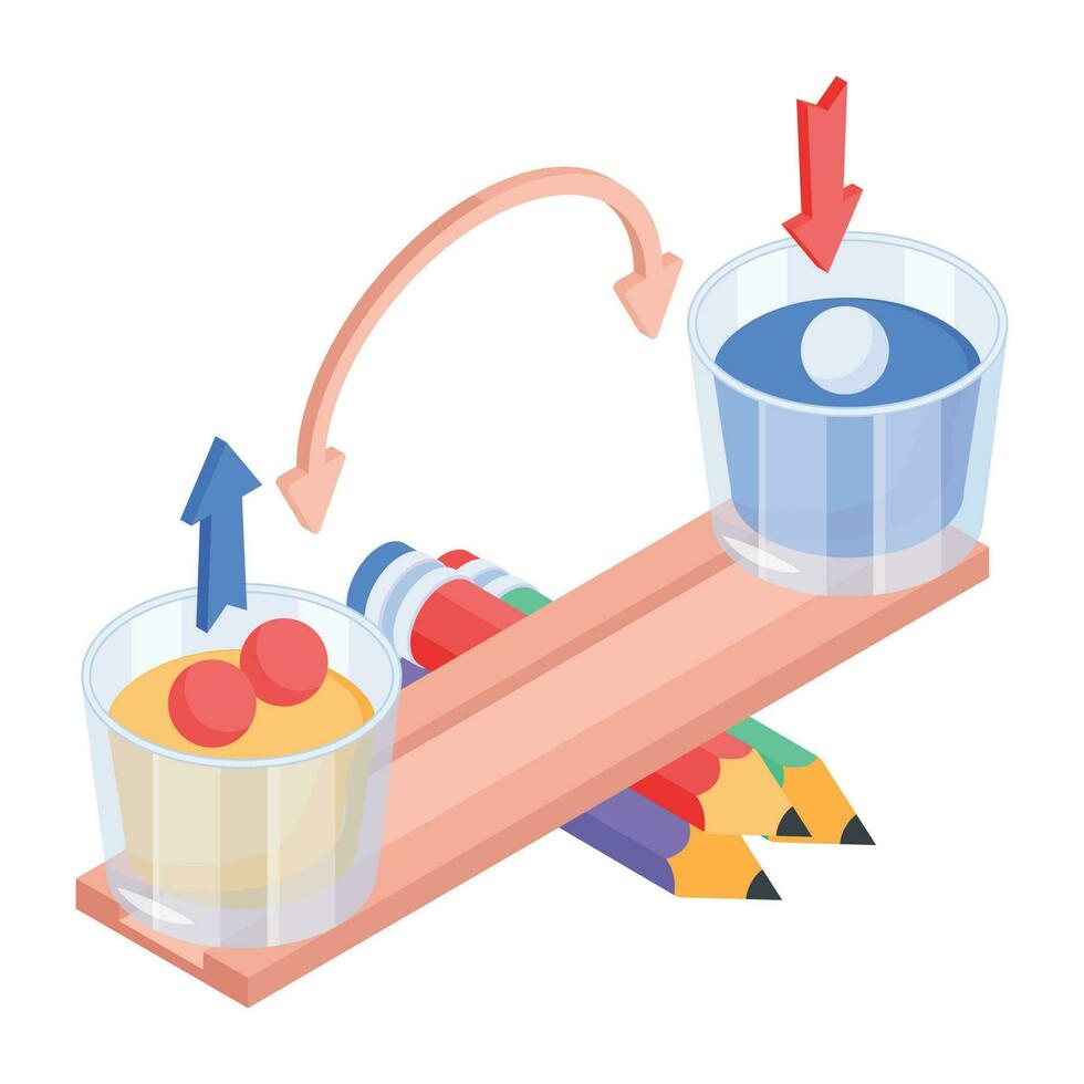 An isometric icon of balance experiment vector