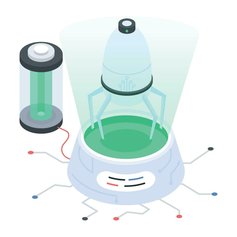 un isométrica icono de espacio cápsula vector