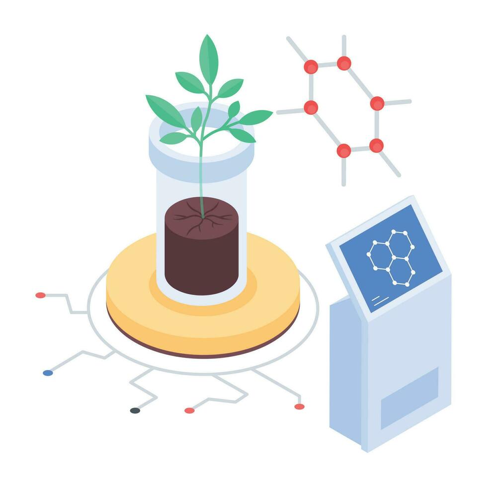 Isometric icon of molecular bonding vector