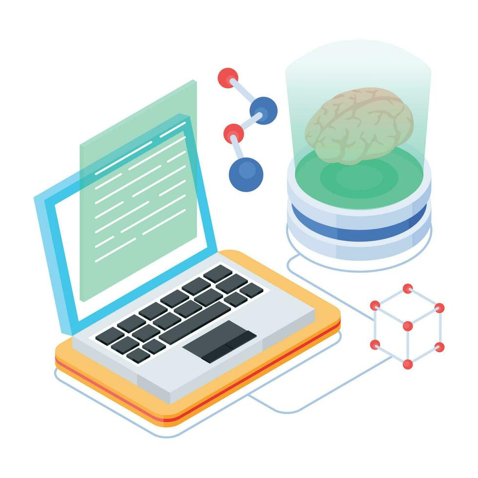 Isometric icon of molecular bonding vector