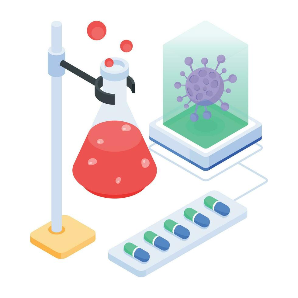 Isometric icon of molecular bonding vector