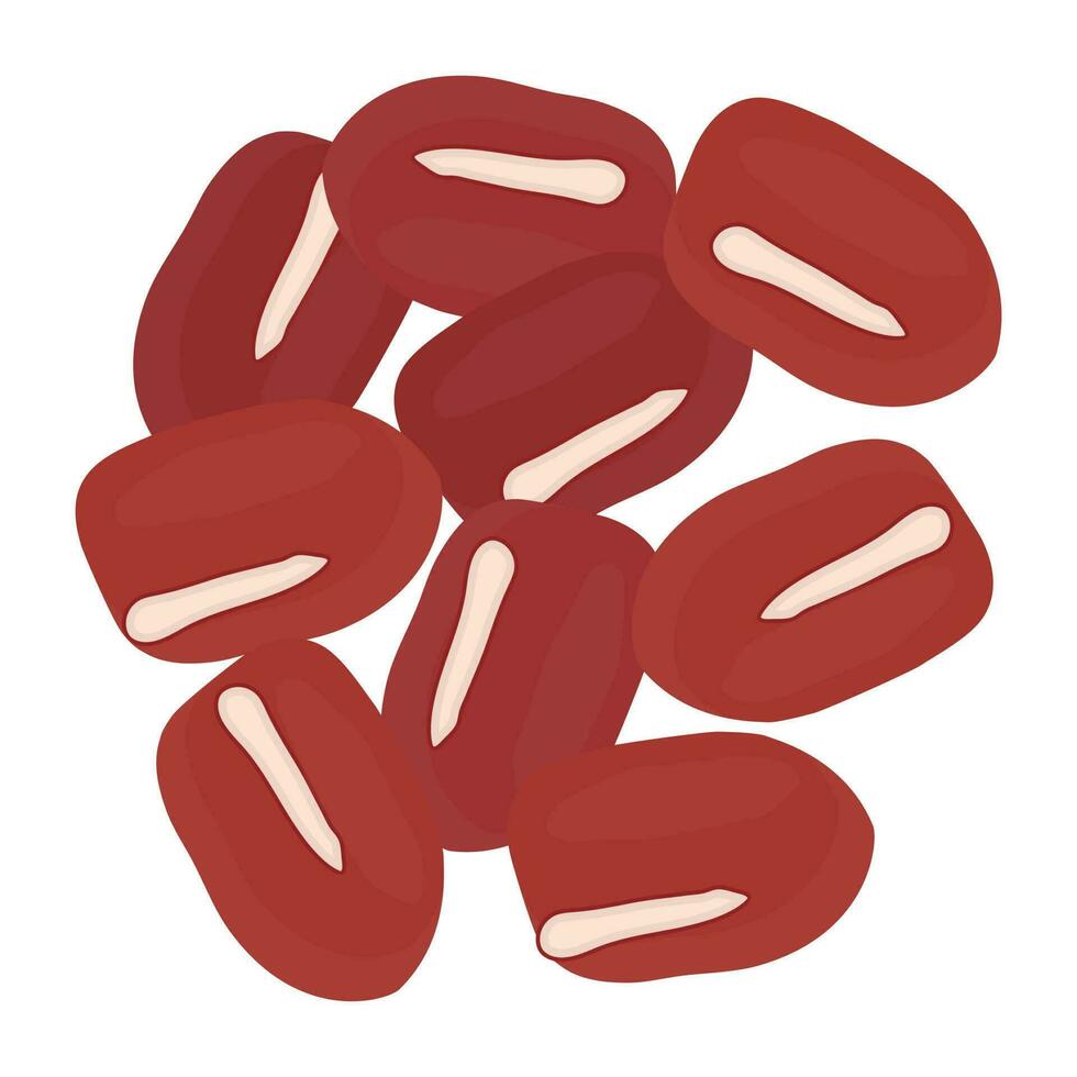 riñón conformado seco frijoles, un rojo frijoles icono vector