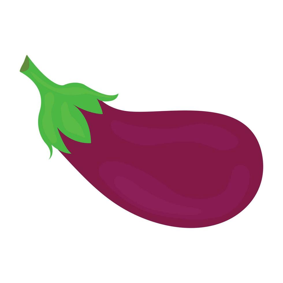 Purple bulb like veggie with crown shape green pedicel pictoring eggplant icon vector