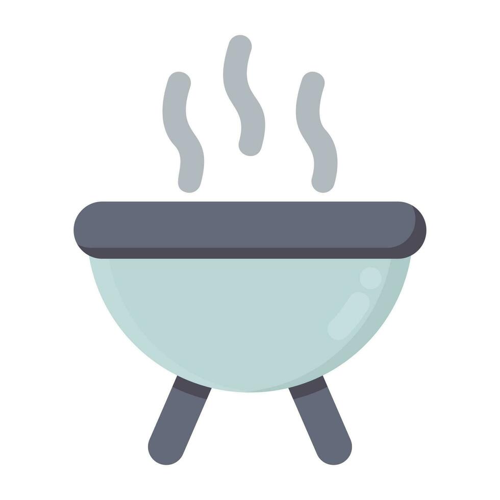 A stove on stand with smoke coming out denoting barbecue grill vector