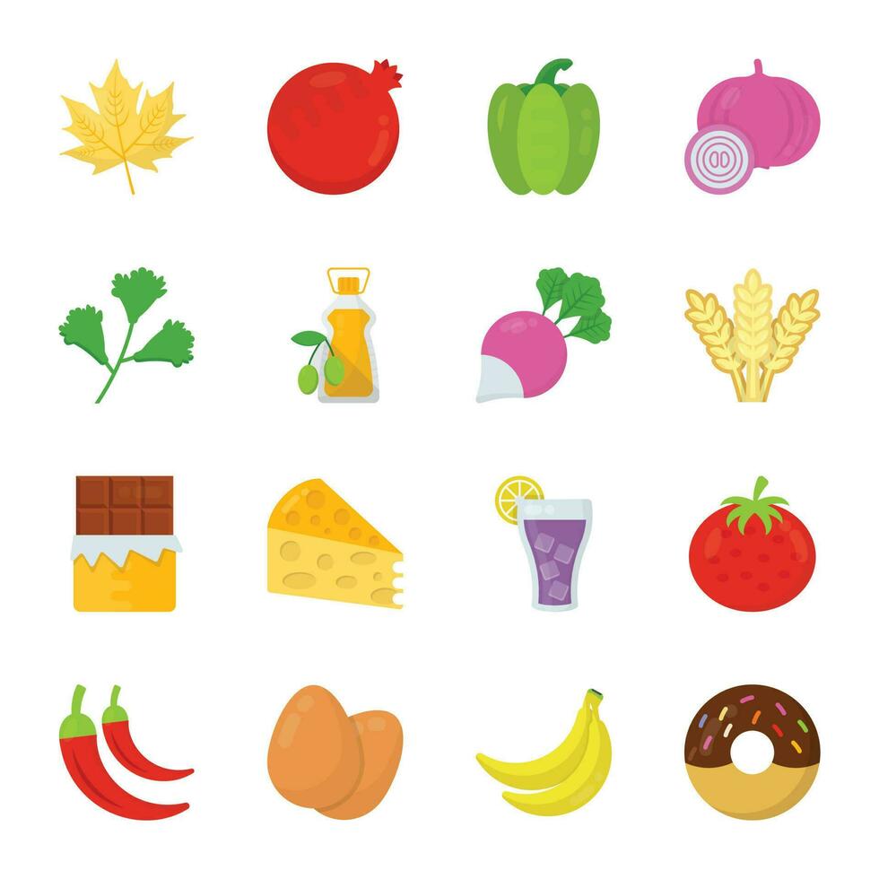 Food and Gifts Flat Icons Pack vector