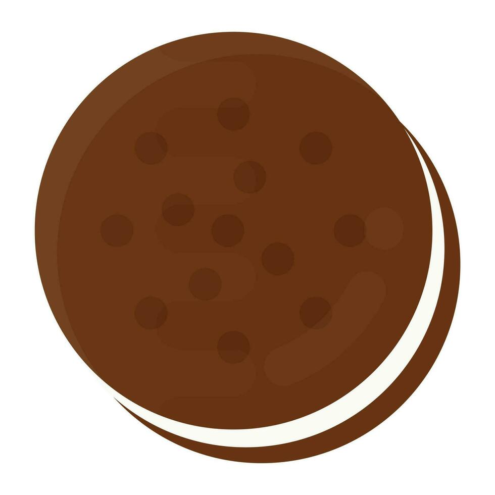 A dark cake slice with strawberry on the top, black forest cake icon vector