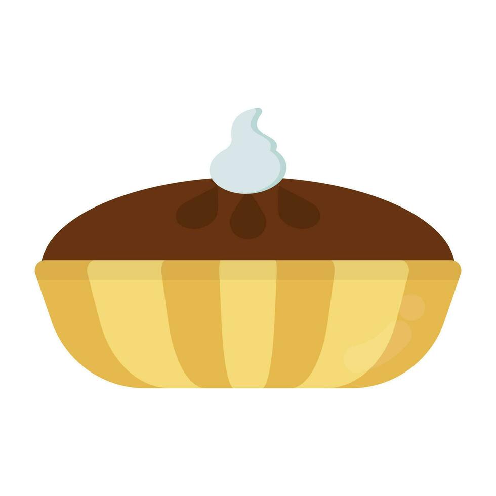 A dark cake slice with strawberry on the top, black forest cake icon vector