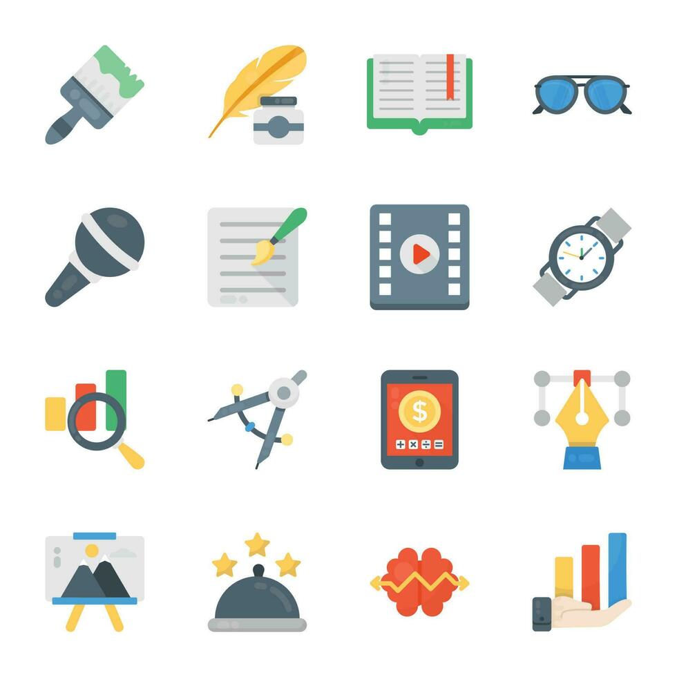 Flat Icons Set of Creative Process vector