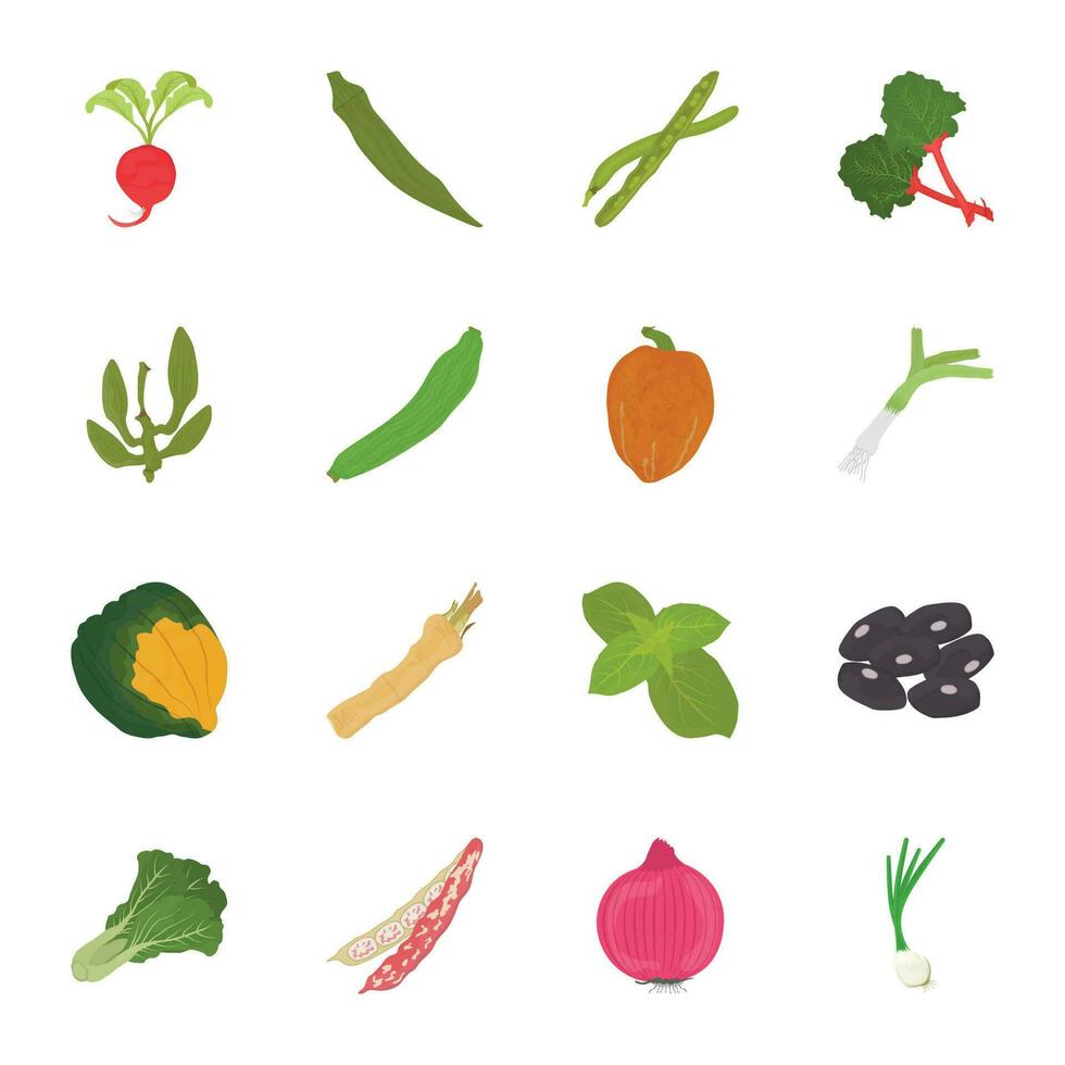 Pack of  Vegetables Icons vector