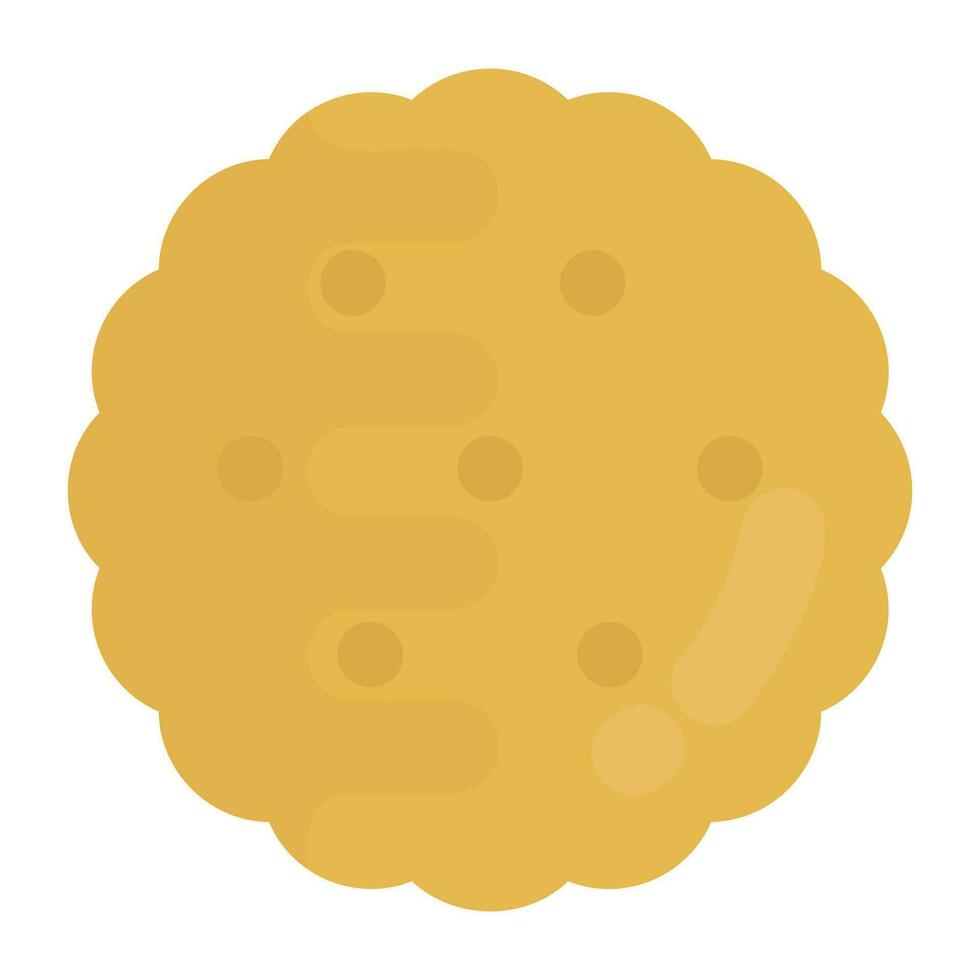 A flat sweet chip cookie with holes is making biscuit icon vector