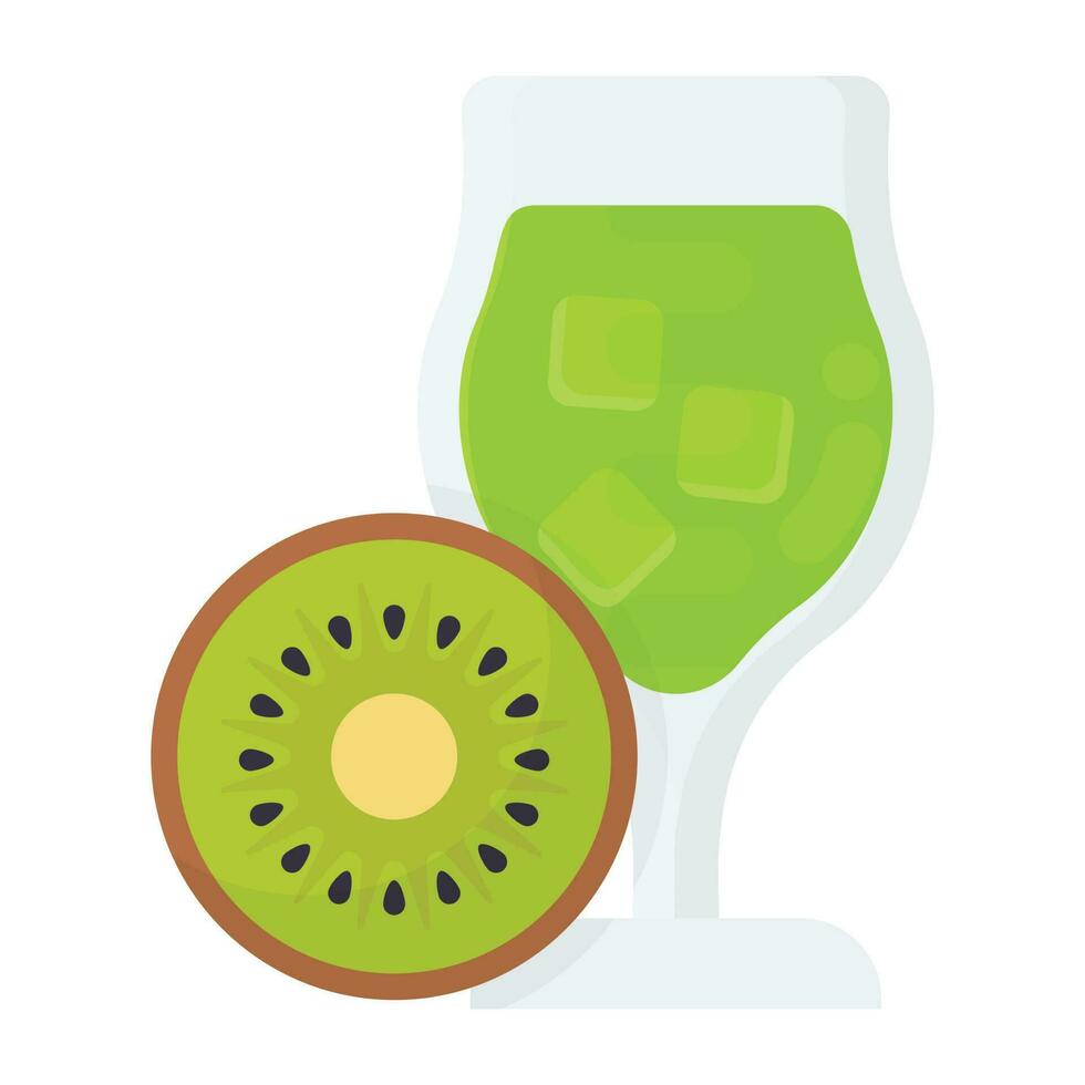 An icon showing cocktail glass filled with drink and kiwi fruit slice aside vector