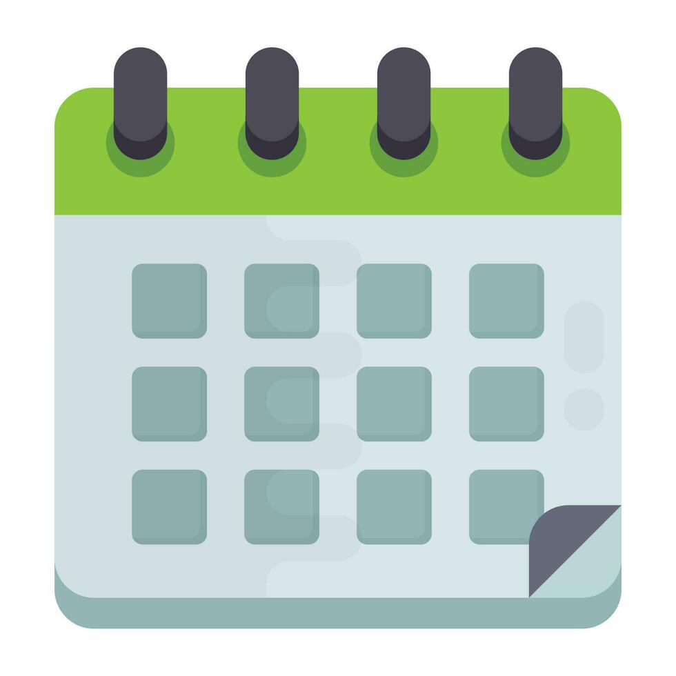 A register containing date boxes and attached together with curled binding, this is calendar vector