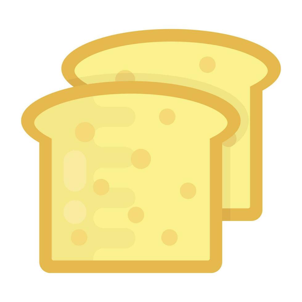 Two bread slices kept in front of each other, icon for toasts vector