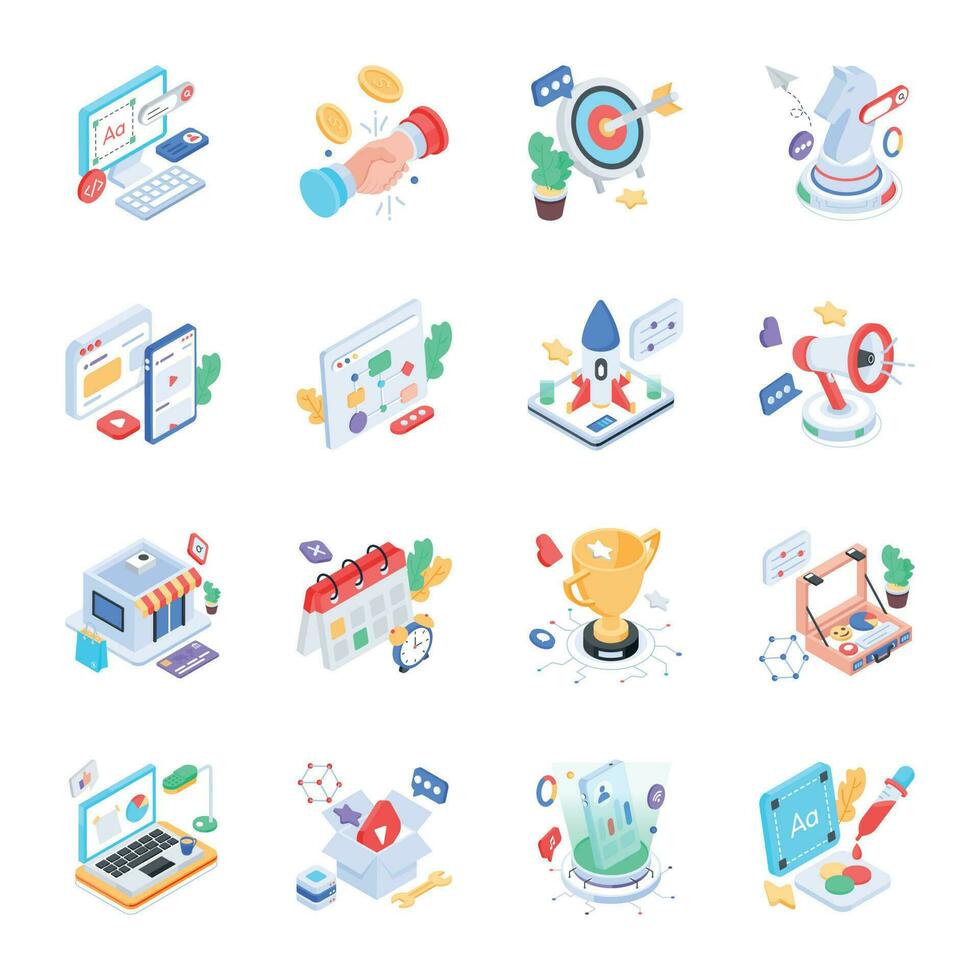 Pack of Social Media Isometric Icons vector