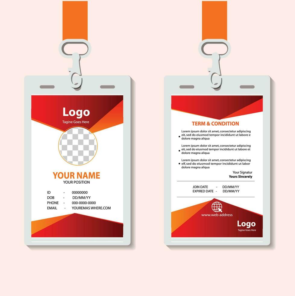 Corporate Gradient Red Employee ID card Template  Free Vector
