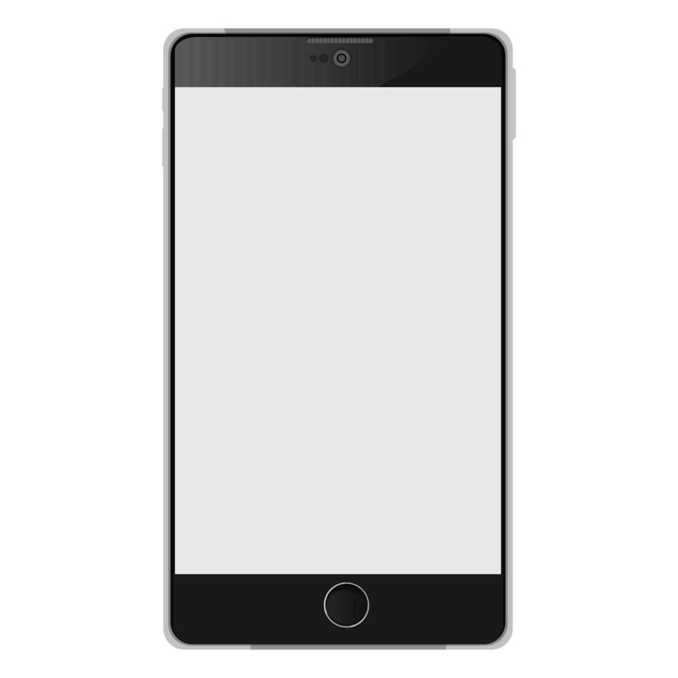 Cell phone, smartphone screen frame front view modern gadget mock up template isolated on white background. Vector illustration