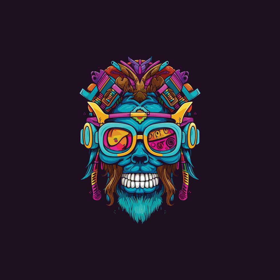 A Colorful Illustration Vibrant Reggae Skull vector