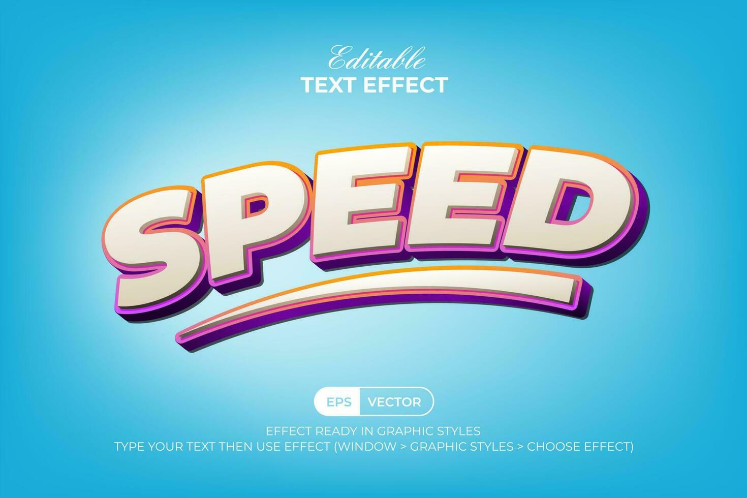 Speed text effect 3d colorful style. Editable text effect. vector