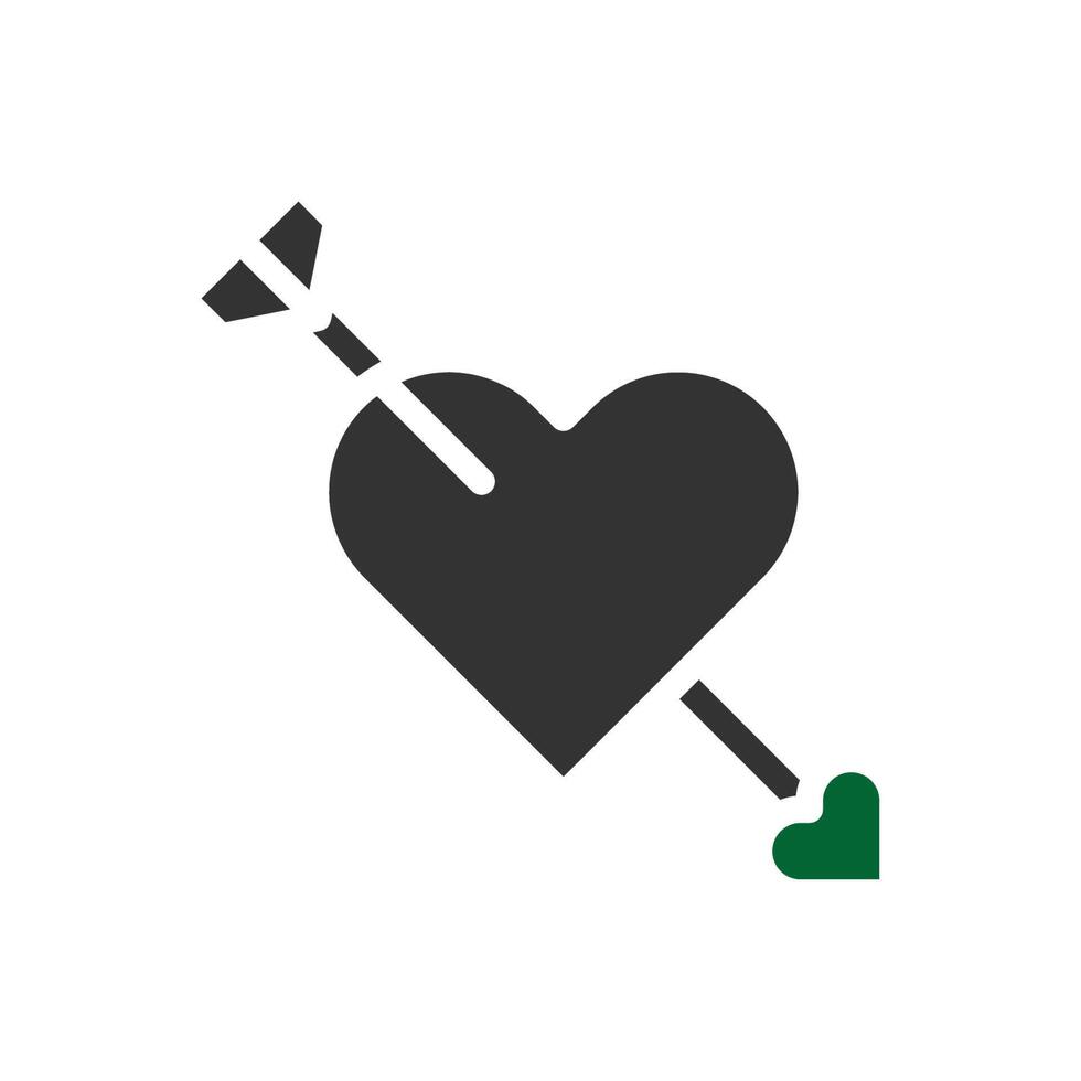 flecha amor icono sólido gris verde estilo enamorado ilustración símbolo Perfecto. vector